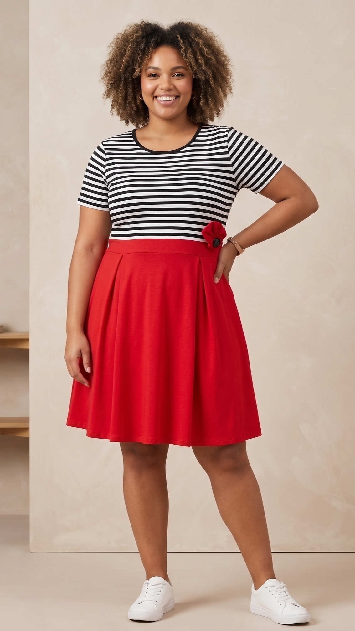 Vestido Rayas y Rojo