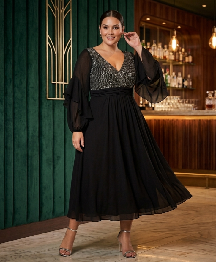 Vestido Negro con Brillos